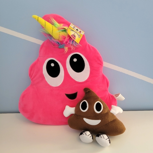 Poo-nicorns Pink Plush Toy Emoji Pillow plus Classic Poo Emoji Plush 💩 - Picture 1 of 10